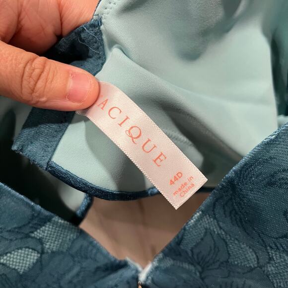 Cacique Blue Lace Floral Lightly Lined Full Coverage Bra Womens Size 44D - Picture 2 of 7